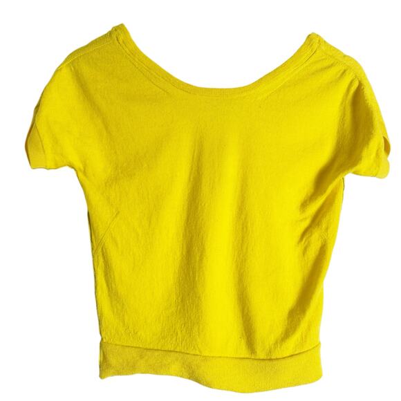 Zadig & Voltaire Yellow Merino Wool Short Sleeve Scoop Neck Knit Sweater Top XS - Picture 1 of 11